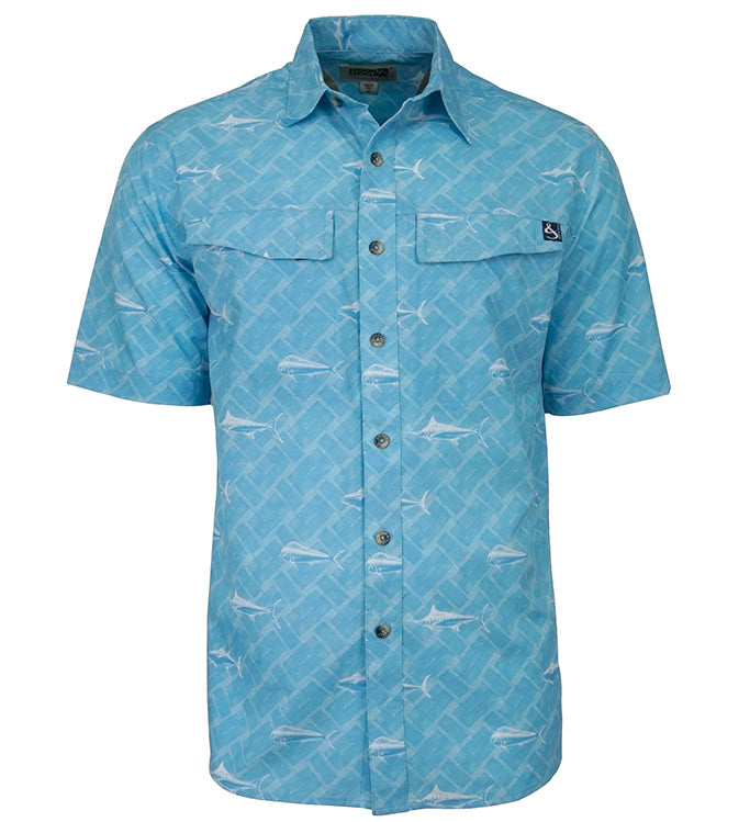 fishing dress shirts Spooler: Short Sleeve Performance Fishing Shirt Aqua / Small