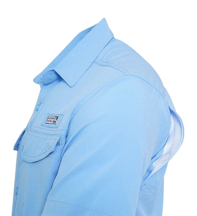 Men’s Hook & Tackle Short Sleeve Performance Sun Protection Shirt,  Tamarindo #M01054S Blue Heather