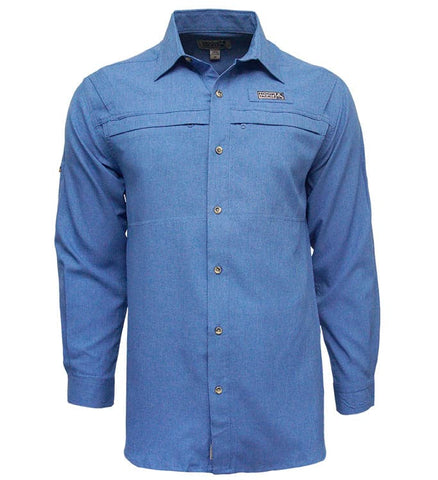 Habit Fishing Shirt Men's 2XL Button-Up Long Sleeve Blue SPF 40 Vented  Pockets 