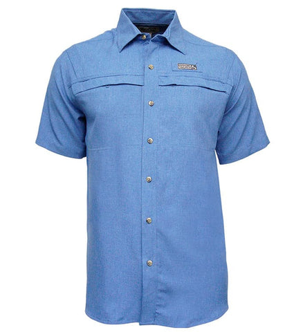HABIT Men's Fishing Short Sleeve Shirt 360 Venting Cool Blue Poly 40+ UPF  Large