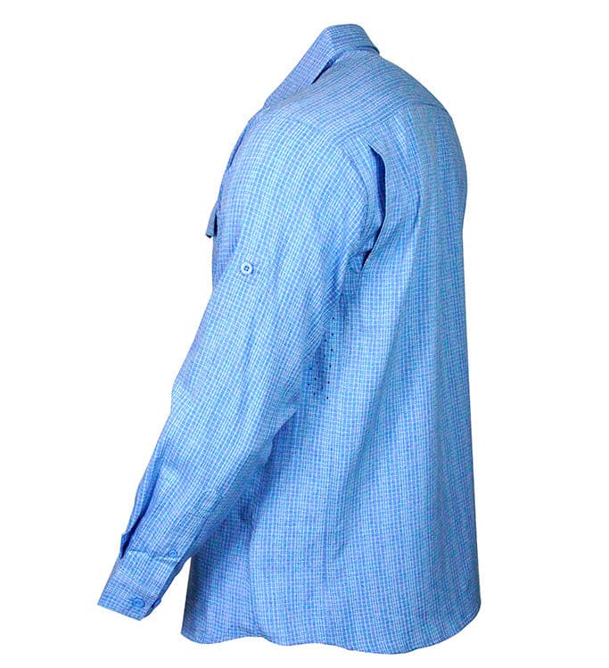 Men's Magellan Blue White Checkered Long Sleeve Vent Wicking Fishing Shirt  XXL