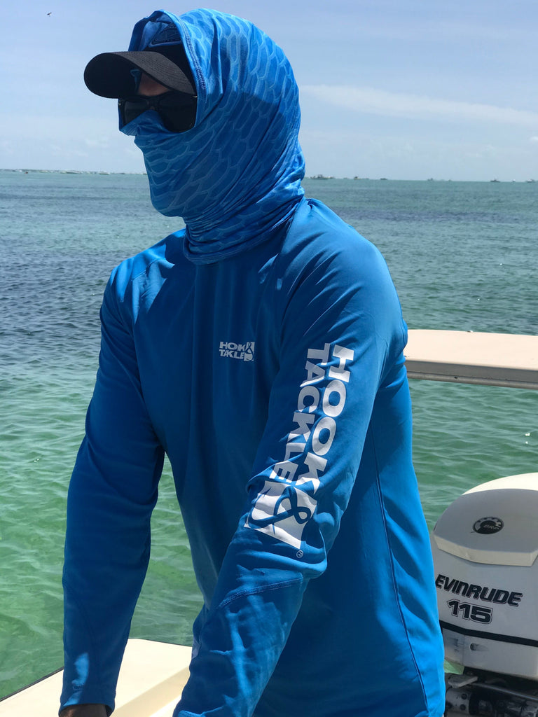 Adults Sun Protection UV Fishing Shirt Hoodie Blue Splash - Hooked Gear